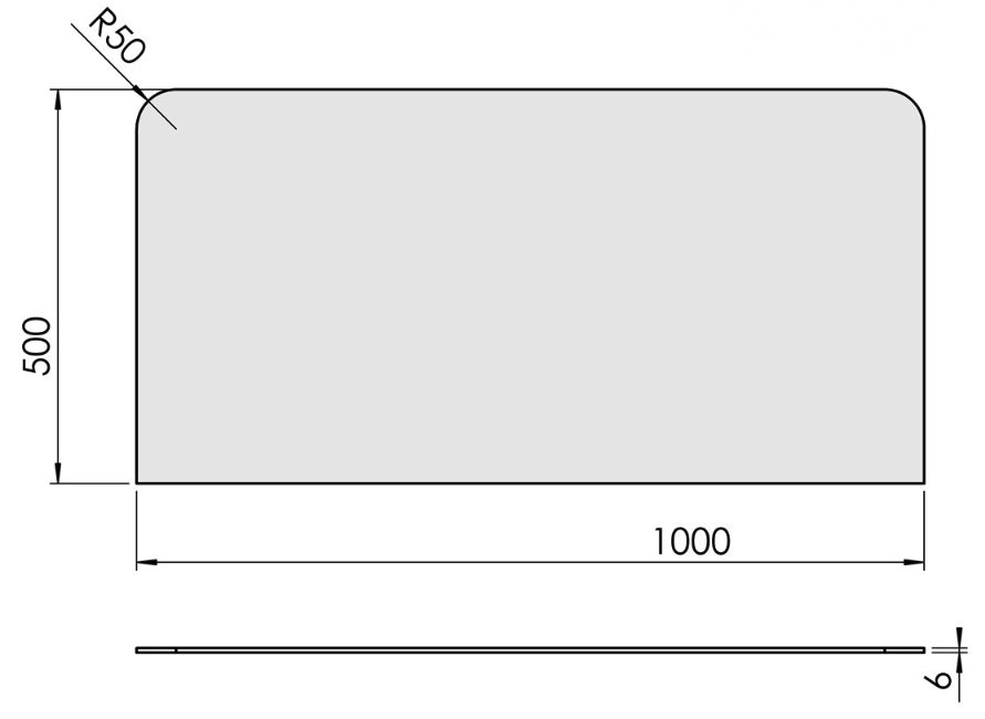 Termatech Glasbodenplatte 500x1000mm