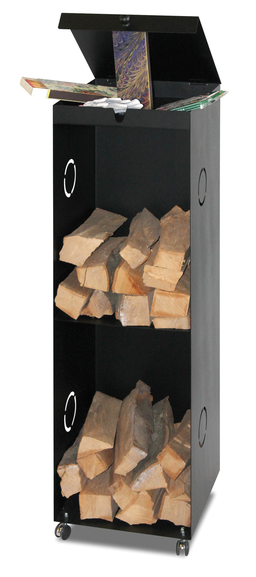 Kaminholzregal Stahl mit Rollen 39 x 126 x 39 cm,