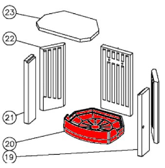 Oranier Cavex sole avec grille de foyer 