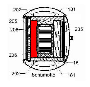 Haas+Sohn Fuego 287.12 Pierre de sole à l’arrière pierre de la chambre de combustion